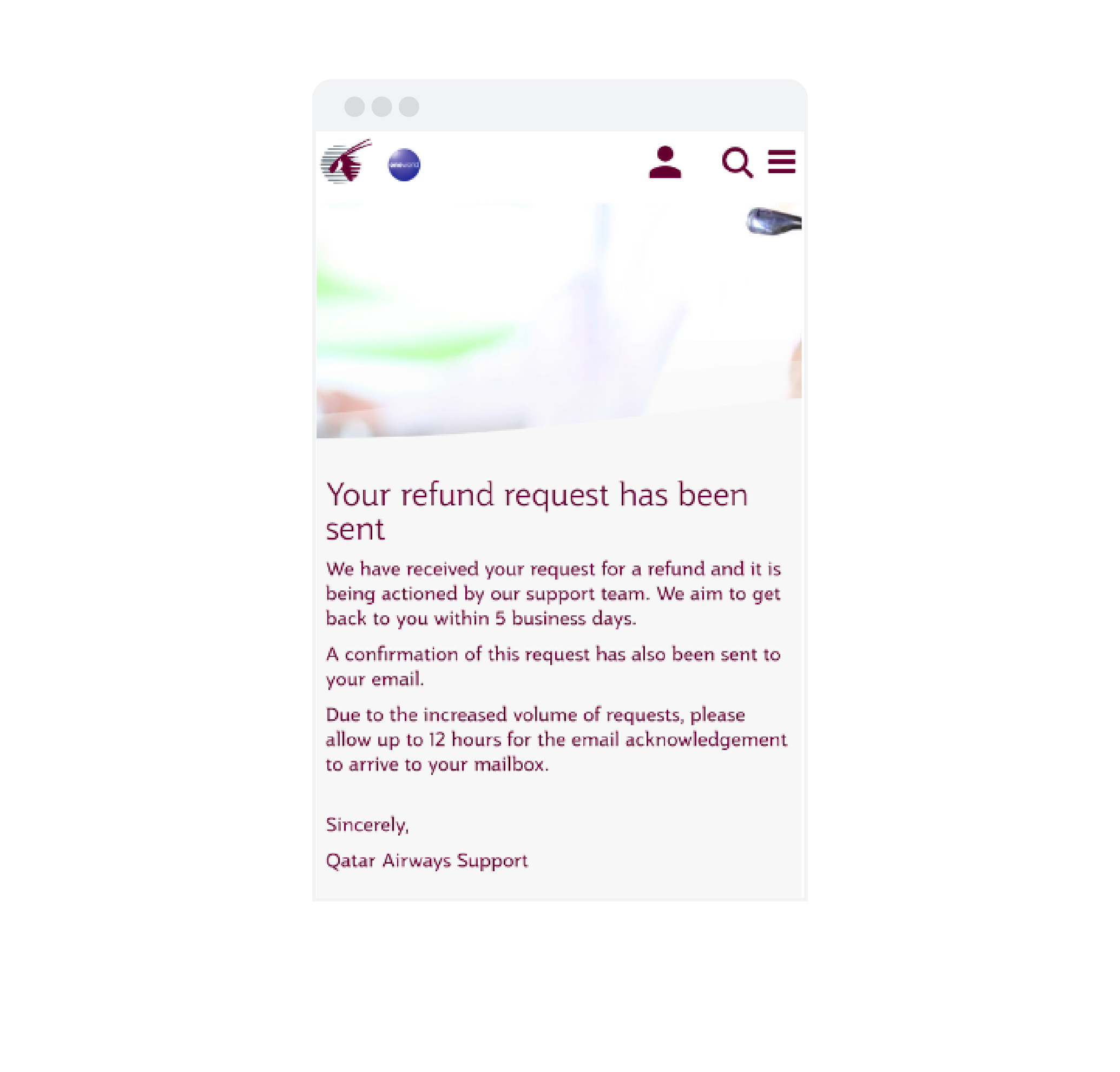 Qatar refund notification