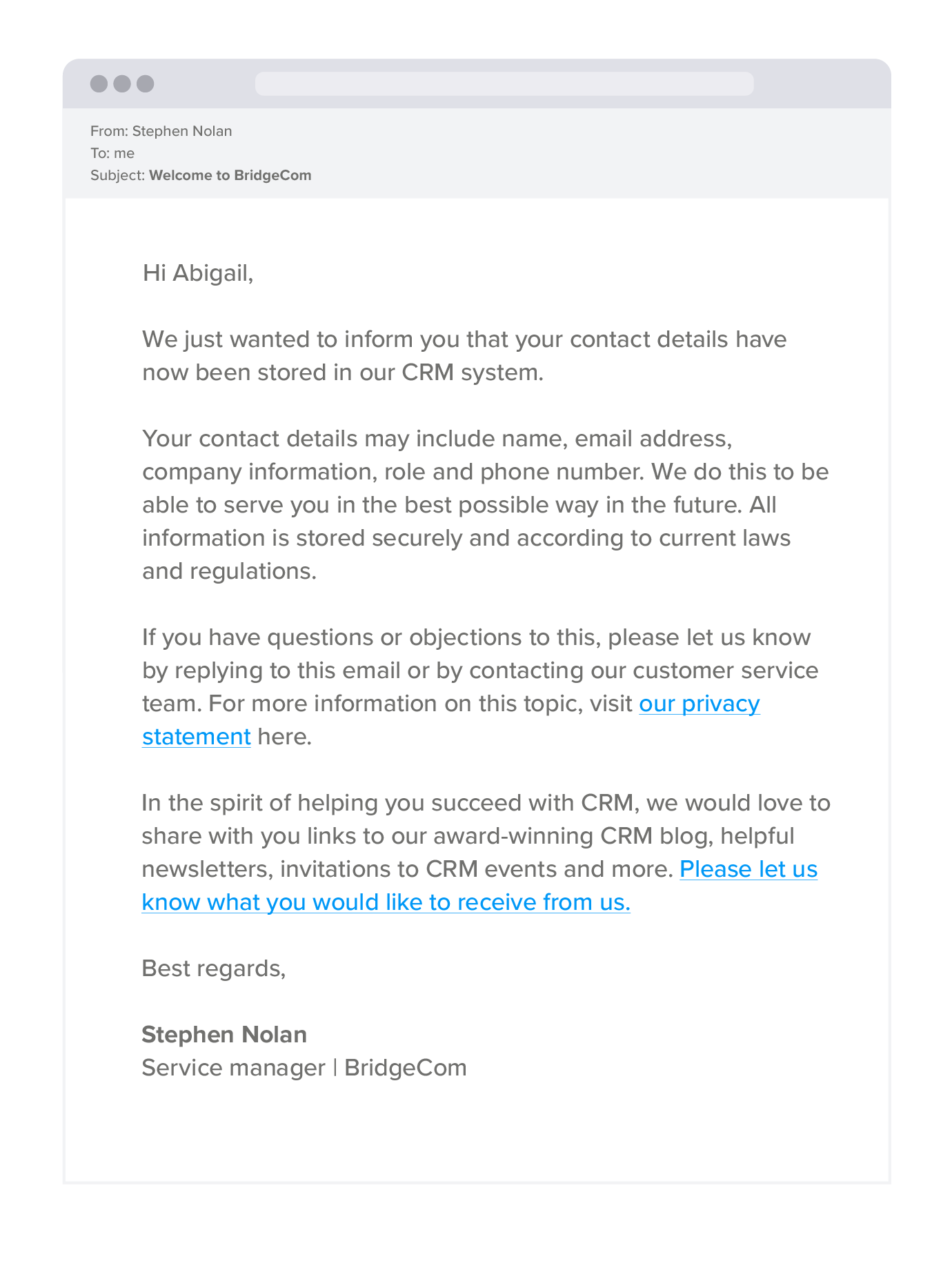 Consent notification email